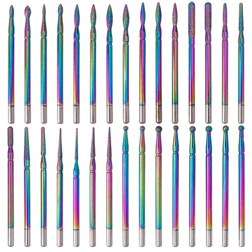 Nail - Bestgleネイルドリルビット30個超硬ドリルビットネイル用金属バー超硬バー2.35mm研削ヘッドカラーチタンジェルネイルキューティクルリムーバードリルビット用ネイル用家庭用ネイルケア用…