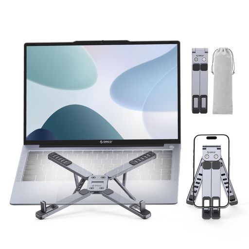 ORICO折りたたみ式ノートPCスタンド3-in-1設計超コンパクトノートパソコンスタンド軽量5段階高さ・角度調整持ち運びやすい卓上最大17インチ対応MacBook/Surface/ASUS/Lenovo対応テレワーク・出張