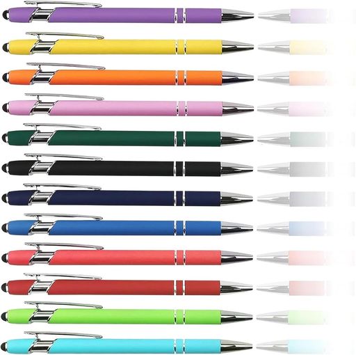 HUIKKJPタッチペン 12 本セット 2in1 多機能ボールペン 黒インク スタイラスペン タブレット 軽量 使いやすい(2in1 ボールペン)