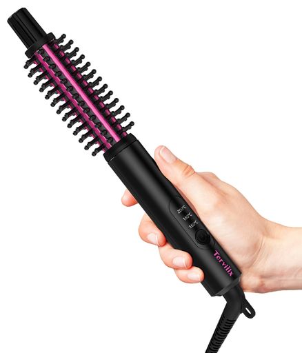 ヘアスタイリング, カールヘア, コンパクトサイズ, 海外対応,滑らかで健康的な髪を保つ コンパクトデザイン&amp;火傷防止:22cmの長さと200gの軽量設計で、Terviiixミニヒートブラシは旅行に最適。100V-240V対応で海外でも使用可能。先端は長めで火傷防止の設計、安全スタンド付きで机への焦げ付きも防止。100%耐熱性のナイロン製ブラシが搭載されており、髪を巻くときにバレルを安全に握ることができ、ヘアスタイルの調整が容易に。 25秒で高速加熱&amp;3段階温度設定:25秒以内に素早く加熱し、忙しい朝や急ぎのスタイリングに便利。 Terviiixミニカールブラシは160°C/180°C/200°Cの3段階温度設定で、髪質やスタイルに合わせてカスタマイズ可能。髪へのダメージを最小限に抑えながら理想の仕上がりを実現。 3-in-1機能&amp;アルガンオイルでダメージ軽減:Terviiixミニヘアアイロン、ストレートブラシ、カールアイロン、ふんわり感を作るブラシとして使用でき、肩やミディアムヘアに最適です。セラミックトルマリンバレルにアルガンオイルを配合し、均一な熱分布で髪を守り、滑らかでツヤのある仕上がりを実現。