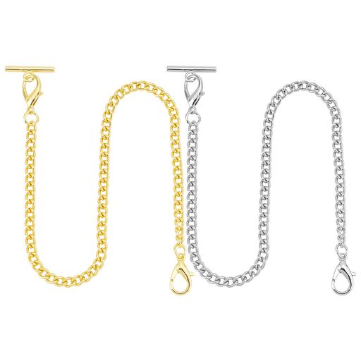 UNICRAFTALE約2本2色懐中時計チェーンベストチェーンクリエイティブ金属バックルチェーンカニカンとTバーハンギングチェーン懐中時計チェーンビンテージ金属懐中時計ベストチェーン女性…