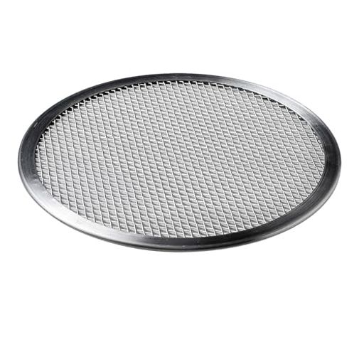 ピザ 材質:アルミニウム製(硬質アルマイト加工) 規格:10インチ サイズ:約直径254mm 網を通して生地を焼く独特のピザが焼ける焼き網です。 アルミにアルマイト加工が施されてあるので、火が通りやすく、耐久性に優れています。 酸化加工により、アルミニウムは錆びにくく、汚れにも強く、お手入れも簡単です! 直火ならではの生地が味わうことができます。