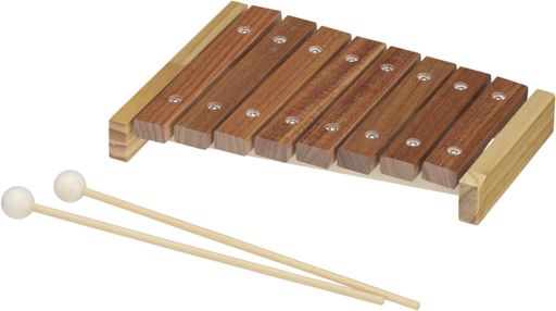 低価格ながら、クリアな音色のブラジルカリン材を使用し、本格卓上木琴と同様の音色を実現しています。 はってはがせるドレミシール付き。音階を覚えるまで貼り、覚えたらはがせます。 8音/C52~C64 270(W)x190(D)x30(H)450g