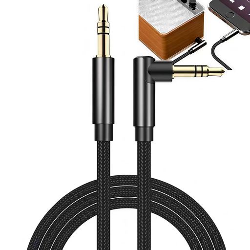 Ginhkok オーディオケーブル 3.5mm auxケーブル片側L字ステレオミニプラグ 右側L型 90度設計 3極雄-雄イヤホンプ