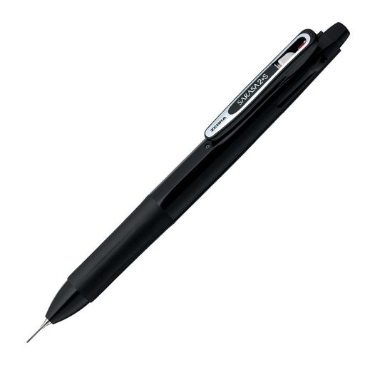 【多機能ボールペン】2色ジェルボールペン0.5mm(黒・赤)+シャープ0.5mm 【特長】ジェルインクでさらさらとしたなめらかな書き味/耐水性に優れた水性顔料インク/濃くにじまず鮮やかな発色 【仕様】軸:樹脂・ラバーグリップ付き/ペン先:エアタイトシステム搭載/クリップ:バインダークリップ式・ひも通し穴付き/ポケットセーフ機構 【ボールペン替芯】JK-0.5芯 【本体サイズ】全長146.5x最大軸径13.5mm/重量14.3g