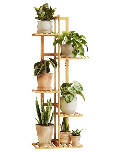 Bamworldフラワースタンド5段観葉植物台プランタースタンド室内竹製花台ガーデンラ...
