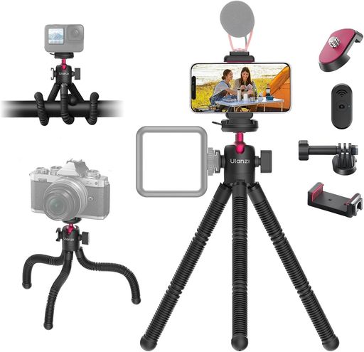 Other - UlanziMT-913in1くねくね三脚ミニ三脚Ckaクイックリリース/遠距離リモコン/スマホホルダー/Gopro用アダプター/コールドシュー付き360度回転自由雲台1/4’’ネジ穴小型軽量どこでも固定卓上三脚…