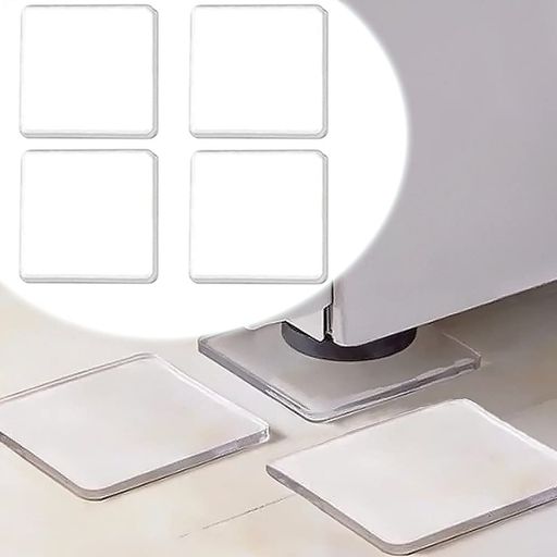 Forahome 耐震ジェル 耐震マット 4枚セット 7x7cm 地震対策 家具転倒防止 滑り止めマット 振動吸収 静音ジェル 透明 水洗い可能 テレビ 冷蔵庫 家具用防振ゴム 超強力粘着 両面粘着マット 防…