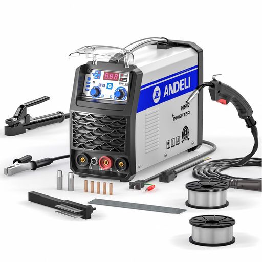 ANDELI 半自動溶接機 120AノンガスMIG/アーク溶接/lift TIG 100V/200V兼用 インバ...