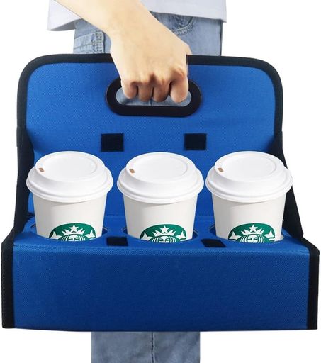 Boczifカップキャディポータブルドリンクキャリア缶再利用可能6カップホルダーハンドル付き平らに折りたたむコーヒーワインカクテル安全に安全温かい飲み物と冷たい飲み物を固定配達…