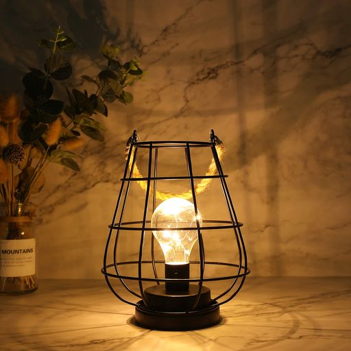 Other - JHYDESIGN電池式ランタン26.5cm装飾ランプケージコードレステーブルランプ温白色フェアリーライトLED電球卓上ライトリビングルーム寝室キッチン結婚式用(ブラック)