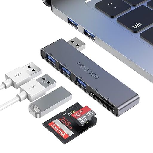 MOGOODUSBハブ5-in-1マルチポートUSBアダプタ拡張ベース1xUSB3.0 2xUSB2.0 SD/TFカードリーダー付き ノートパソコン キーボード マウス MacBookAir MacPro iMac Surface