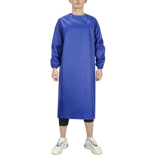 Rakuten - [Maifunn]撥水エプロン袖付きエプロンmen作業服衛生給食料理飲食工場業務用上品防水防汚肌触り男性用ブルーMF0026-Blue