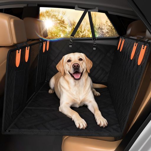 ペット用ドライブシート【空間拡大ベッド式】後部座席犬シートカバー落ち防止ハードボード付き防水ひっかき傷防止車シート耐摩可視メッシュ取り付け簡単滑止め飛び出し防止リード付…