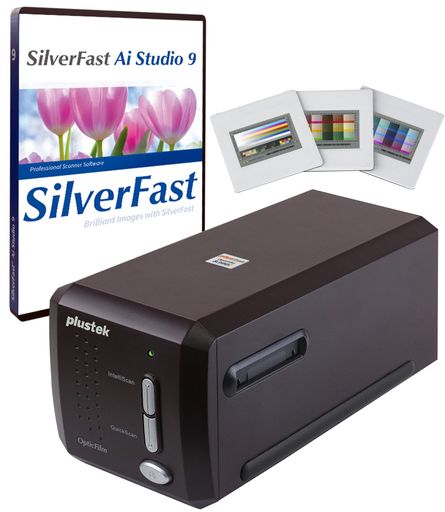 PlustekOpticFilm8300iAiフィルムスキャナー-SilverFastAiStudio9+高度なIT8キャリブレーションターゲット(3スライド)、35mmフィルムとスライドをデジタルに変換