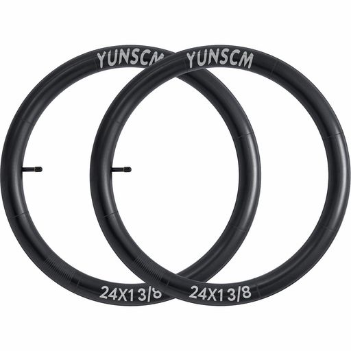 YunSCM 2本,24 1 3/8 チューブ 肉厚,米式バルブ32mm,自転車 チューブ 24 1 3/8 37-...