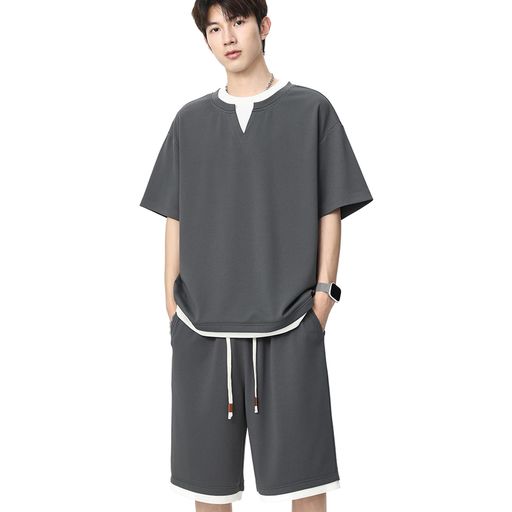 [Hyjkl] セットアップ メンズ 上下セット 夏服 Tシャツ 半袖 部屋着 無地 ジャージ 大きいサイズ 吸汗速乾 オフルー…