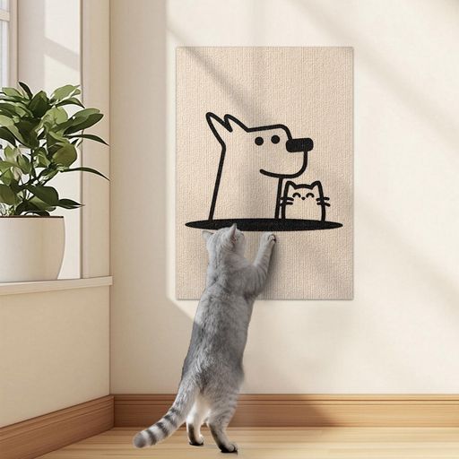 スクラッチ 【基本情報】商品サイズ:40*60*0.4cm 色:ベージュ*犬柄 素材:100%ポリエステル 【自由にDIY】この猫爪とぎマットは柔らかくも丈夫な布地で作られているため、自由にDIYでカットしていただけます。お好みの形に簡単はさみで切り取ることができ、切り取った後は壁の隅やキャビネットの横、ソファの側面など、猫がよく活動する場所に貼り付けることができます。お部屋のレイアウトや猫の好みに合わせて自由に形を作れるので、パーソナライズされたスペースを提供し、愛猫専用の遊び場を作り出すことができます。 【ストレスを解消し、猫の本性を解放】猫爪とぎマットは、縦方向のストライプ状のテクスチャーを採用しており、猫の注意を引き、自発的に爪とぎを促すように設計されています。この構造は自然界の木の質感を模倣しており、猫の本能的な好みに合致しています。頻繁に爪とぎをすることで、猫は自然に爪を研ぎ、ストレスを発散させることができます。特に室内飼育の猫に最適で、限られた空間内でも本能を満たし、ストレスによる家具の破壊行動を減らすことで、人とペットのより良い共生を実現します。