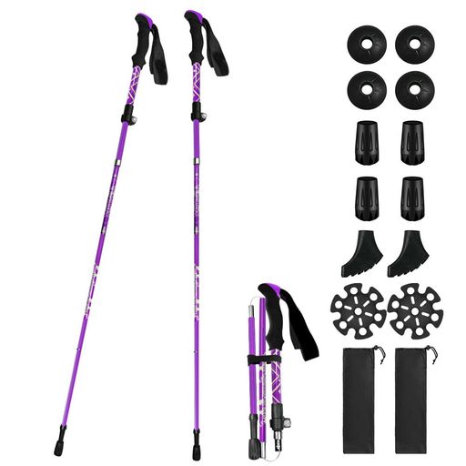 【軽量・コンパクト】I字型ハンドル付きの5段折畳み式トレッキングポール2本セット。収納サイズは約35cm、使用サイズは110-130cmです。身長160cmから185cmまで対応。材質:アルミ合金(本体)、ゴム(ハンドル)。アルミ製で軽く、伸縮でき、収納袋が付属しているので、気軽に持ち運ぶことができます。 【快適性と耐久性を両立】本体は耐久性に優れた航空機用6013アルミニウム素材を使用しており、高強度で丈夫なため、夏の暑さや冬の低温でも問題なく、安全に使用いただけます。ゴム製のグリップは人体にフィットするように握りやすく、柔らかい手触りです。ポール本体の中に耐摩耗性のワイヤーケーブルを接続、優れた材料を使ってポールの耐久性を保証。長時間使っても使い心地がいいウオーキングポールです。 【I字型クリップ・レバーロック式】I字部分を握って、気軽なハイキングの疲労軽減に。ちょっとした坂道も疲れず楽しめます。調節可能なストラップにより、手がグリップにしっかり固定され、安全を確保しています。短時間で組み立て可能です。レバーロック式でたった1秒でお好みな長さに精確に調整できます。