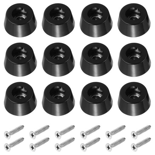 PATIKIL ゴム足 12セット 0.98”x0.49” パッド ステンレススチールワッシャーとネジ付き キッチン家電や家具用 黒