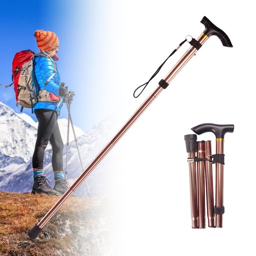 Other - Syntelusaトレッキングポール5段伸縮式登山杖ウォーキングポール折りたたみ超軽量アルミ製アンチショック四季兼用歩行補助登山遠足用お花見ウォーキングアウトドア用男女兼用ブラウン