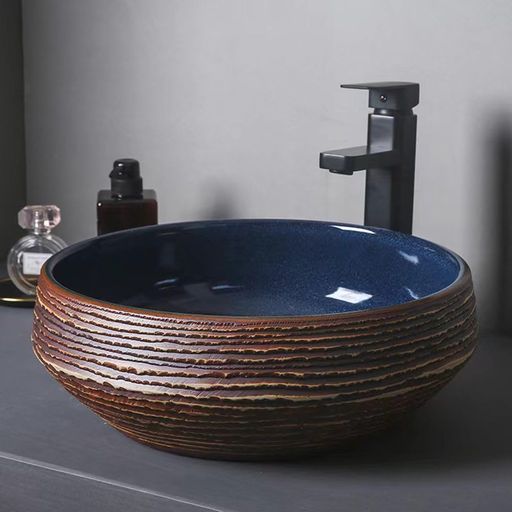 乐天商城 - 【排水セット付き】洗面ボウル陶器豪華手洗器置き型洗面器深型洗面台蛇口付き(JP8-14)