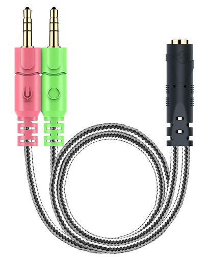 オーディオ変換ケーブル MillSO 3.5mmオーディオ分配ケーブル(4極メス- 3極オス,x2...