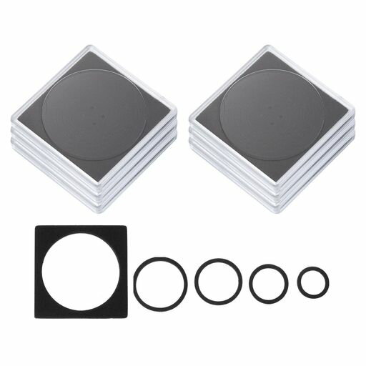 PATIKILコインスナップホルダー6個シルバードルコインホルダーコレクター用コインケース発泡ガスケット付き四角19/24/29/34/39mmコイン用クリアブラック
