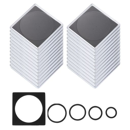 Storage Box - PATIKILコインスナップホルダー24個シルバードルコインホルダーコレクター用コインケース発泡ガスケット付き四角19/24/29/34/39mmコイン用クリアブラック