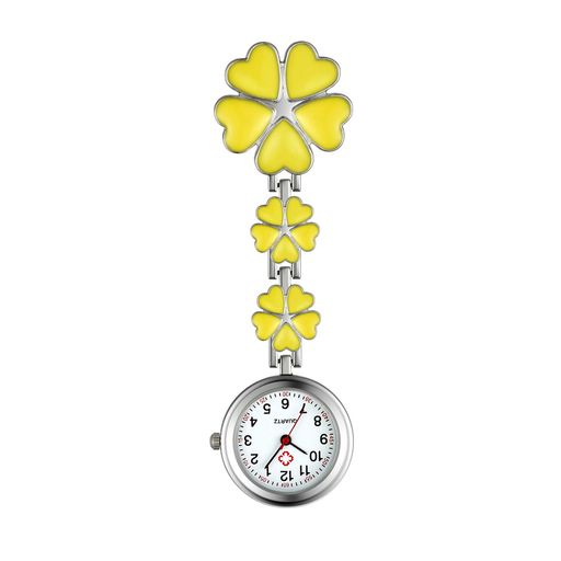 Lancardoナースウォッチ懐中時計看護師クリップ花びら時計ウォッチレディースアナログポケットウォッチプレゼント幸運四つ葉のクローバー