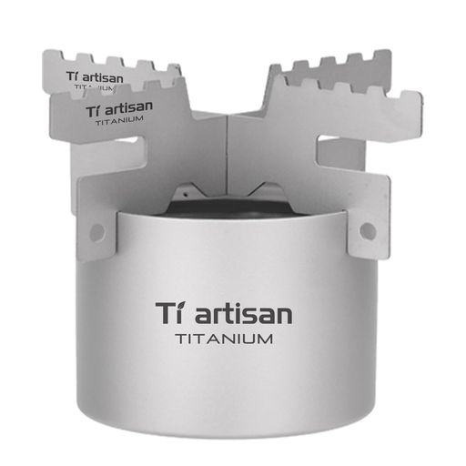 Ti artisan クロススタンド付きチタンアルコールストーブアウトドアキャンプハイキ...