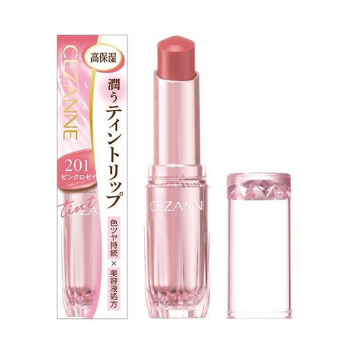 セザンヌ ラスティンググロスリップN 201 ピンクロゼ 3.2g 色xツヤx潤い続く美容液ティントリップ