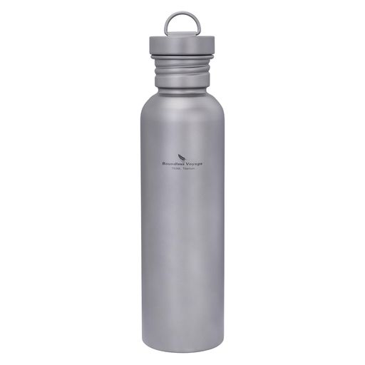 Rakuten - BoundlessVoyage純チタン製単層スポーツ水筒ボトル飲み物750ml焚き火ボトル軽量丈夫錆びない広口登山自転車スポーツアウトドアキャンプ収納袋付きTi3002D
