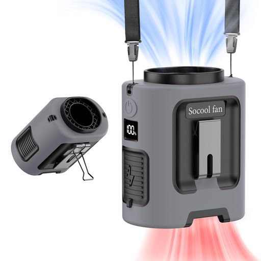 Socool 腰掛け扇風機 ベルトファン 13000RPM 4段階風速調整 1台4役(腰掛け/首掛け/卓上/手持ち) 最大25時間連続送風 LED残量表示 ポータブルファン 日本語取扱説明書付き 汗対策・屋外作業・配…