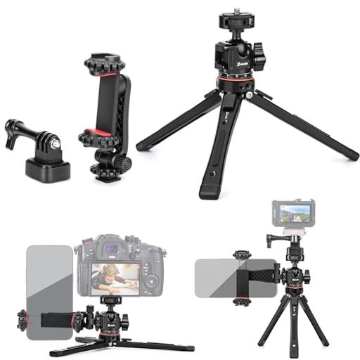一体型Vlog三脚架キット – 調整可能なスマホスタンド、アクションカメラアダプター、360°回転ボールヘッド付き。録画用の携帯型スマホスタンド、iPhone vloggingキット、または出先でのクリエイター向け柔軟なカメラ三脚として最適です。 ユニバーサル1/4インチネジ互換 – 全てのカメラ、ジンバル、アクションカメラなどに対応。付属アダプターで、頑丈なカメラスタンド、iPhone三脚、またはコンパクトな旅行用三脚として使用可能。 60°回転ボールヘッド: スムーズな360°回転を実現するボールヘッドには、マイクやライトなどのアクセサリー取り付け用1/4インチネジアダプターが内蔵されており、ダイナミックなアングル撮影と、プロフェッショナルなVlog三脚や旅行用三脚としての性能を高めます。 ヘビーデューティーメタル構造: フルメタル素材で構築されたこの三脚は最大40kg、ボールヘッドは10kgまでの耐荷重を確保し、過酷な環境下での重機材にも優れた安定性と耐久性を提供します。