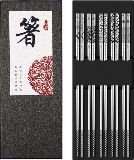 Korekaou ステンレス 箸 5膳セット 23.5cm 食洗機対応 耐熱 抗菌 滑り止め レーザ...