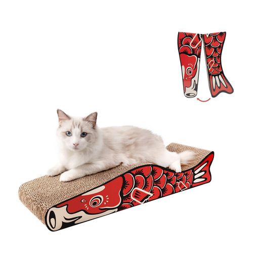 Cat Towers - petprime猫爪研ぎ段ボール大きめ70x18.5x13cm長いはみ出さないつめとぎベッド可愛い鯉のぼり折り畳み式高密度キャットスクラッチャーねこおもちゃ
