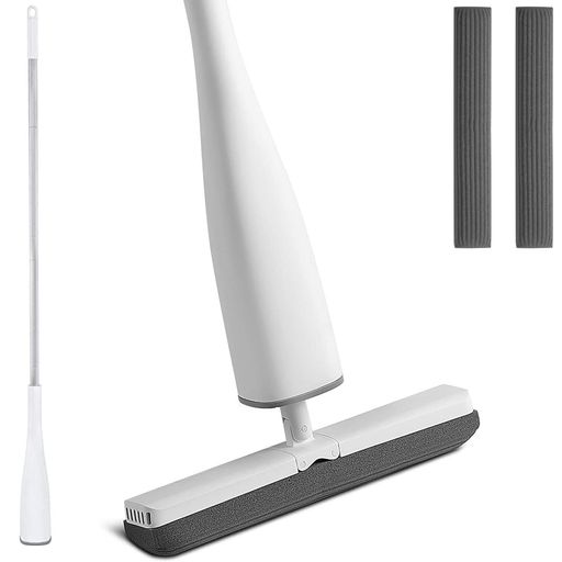 スポンジモップ フロアモップ フローリング フロアワイパー 吸水モップ 絞り器付き フラットモップ 回転式 長さ調節 軽量 窓 天井に適用 乾湿両用可 手洗い不要 乾拭き 水拭き 風呂掃除 …