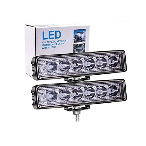 X-STYLE 18W LED作業灯 ワークライト 12V 24V兼用 6連 白 高輝度LED 防水・長寿命・防振・耐衝撃 汎用 車外灯 農業機械 現場作業 船舶 倉庫作業 照明 スポットライト 2個セット(ホワイト) (A)