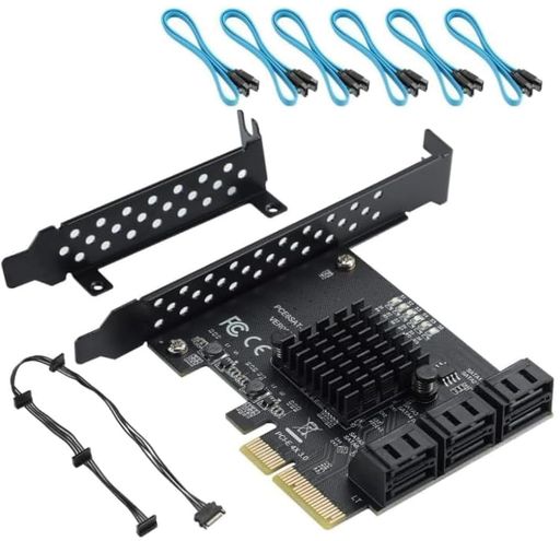 YABOANG PCI-E X 4回転SATA 3.0拡張カード6ポートデスクトップパソコン内蔵SSDソリッドステートドライブアダプタカードはシステムディスクドライブフリーにすることができる 拡張カードには小…