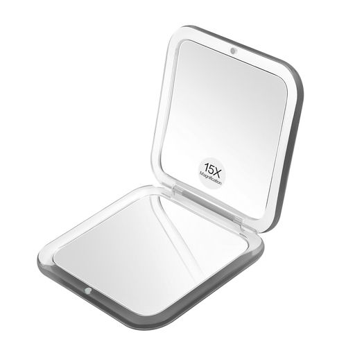Rakuten - コンパクトトラベル小型拡大鏡-雪の結晶ポケットミラー-1x/15倍拡大化粧鏡手持ちポータブル旅行と財布(ブラック)1x/15xMagnifyingPocketMirror