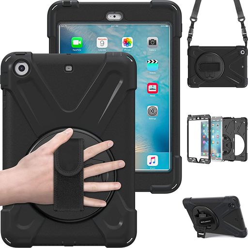 Laptop PC Covers - iPadmini123ケースSIBEITTUiPadminiケース/iPadmini2ケース/iPadmini3ケースアイパッドミニカバー肩掛けショルダーシリコン360度回転ハンドホルダーストラップスタンド
