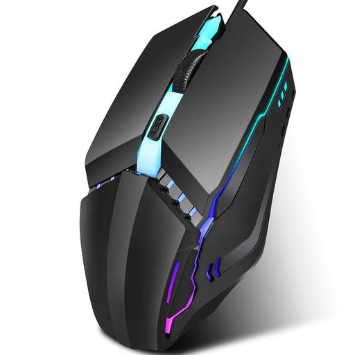 有線ゲーミングマウスPCゲーミングマウスRGBバックライト付きの黒いコンピューターマウスカラフルな発光光学ゲーミングマウス4D人間工学に基づいたデザインコンピューター部品