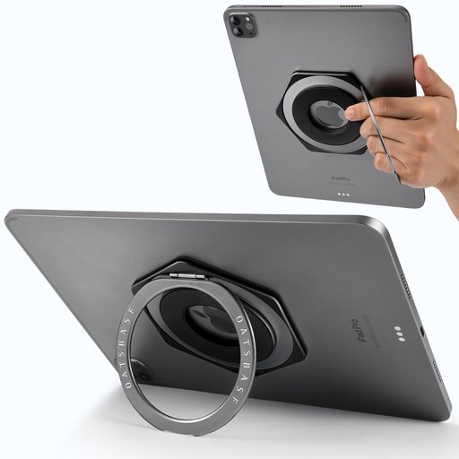 Rakuten - nedieaタブレットスタンド卓上ipadスタンド360度調整可能軽量薄いリング型リングタブレットホルダー横置き縦置き持ち運び便利折り畳み可能貼り付けアルミニウム製取り付け簡単全機種対…