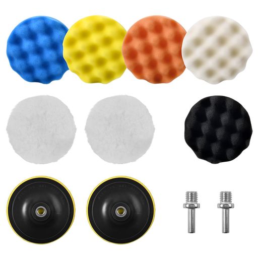 INJOYTEC ポリッシャー スポンジバフ 6個セット スポンジパット マジックテープ式 ウール 羊毛電動ポリッシャー用 研磨スポンジ パッド 荒中細 ポリッシングパッド 仕上げ 車用バッファポ…