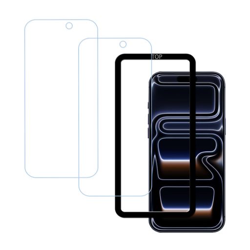 Rakuten - HUAKE目の疲れ軽減93%ブルーライトカット【2枚入り+ガイド枠付き】iPhone17Promax用のガラスフィルム保護フィルムガイド枠付き