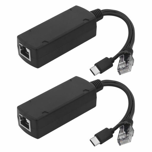 乐天商城 - Leehitech1000M信号伝送POEスプリッター48VPOE入力to12VUSBC出力スプリッタアダプターIEEE802.3af/at標準100M信号伝送距離