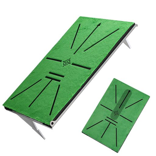 Practice Mat - ゴルフ練習用マットセット3点セット–スイングパスマット+フェアウェイ芝+ラフ芝–アルミ製ベース・マット素振りスイング練習・着脱簡単・両側スパイク付き(7cm)・屋外使用可・初心者…