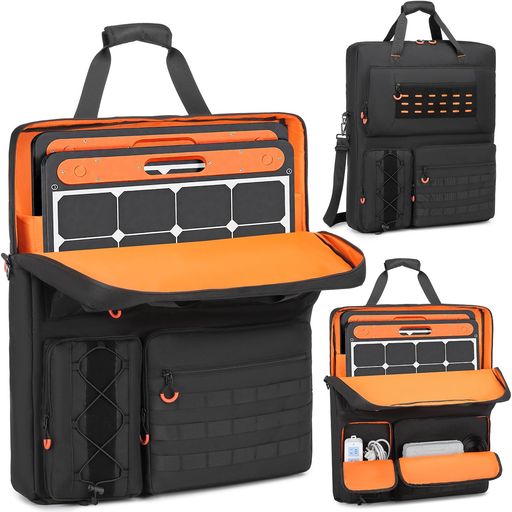 明るい裏地付きソーラーパネル収納バッグ、JackerySolarSaga100W対応トラベルキャリーケース、複数のポケットとショルダーストラップ付きパッド入りショルダーストラップ、二重構造ソーラ…