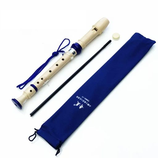 Soprano Recorder - ソプラノリコーダーABS樹脂製リコーダージャーマン式指掛、けそうじ棒、布袋、ワセリン、運指表8ホール取り外し可能で清掃が容易ブルーFrenflu